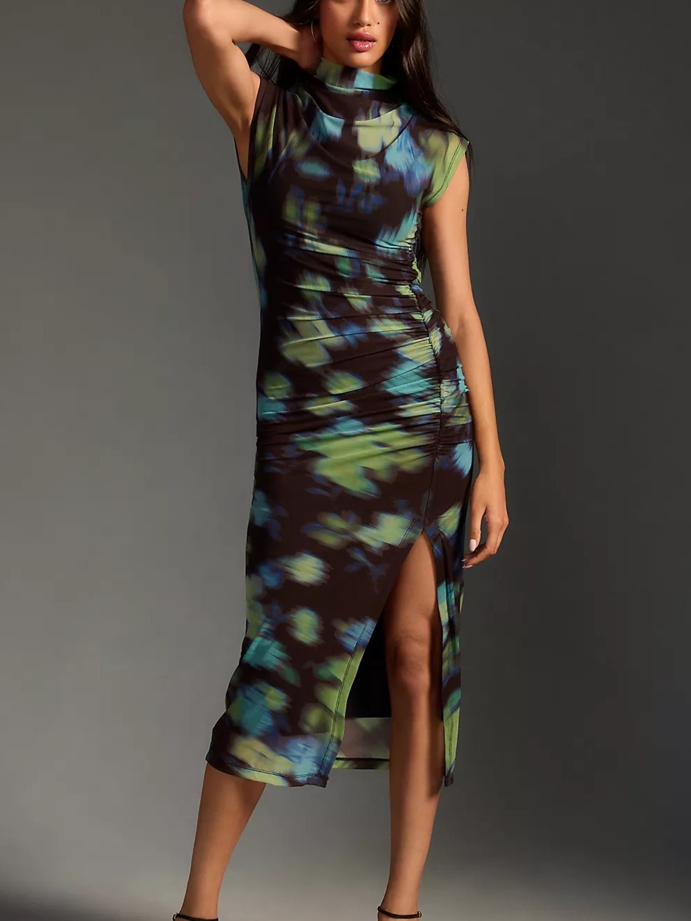 Anthropologie The Maya Ruched Cowl-Neck Dress Mesh Edition (NWT)